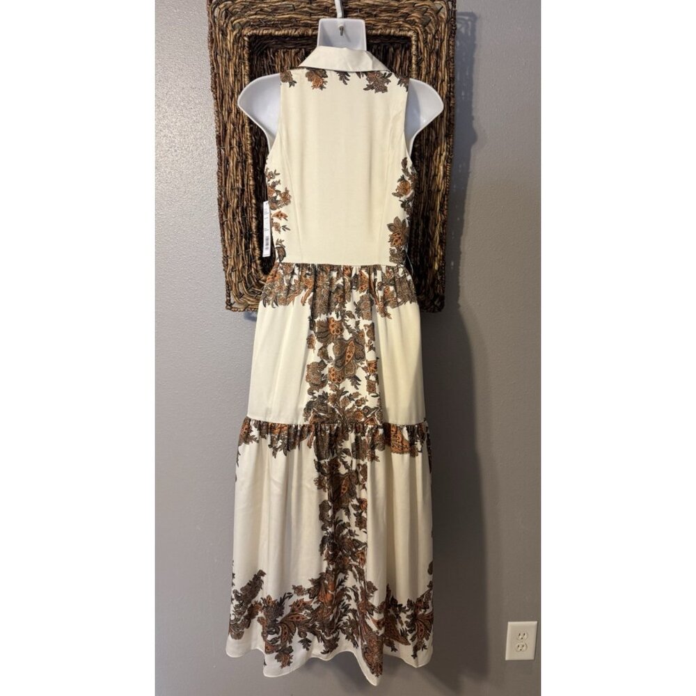 Antonio Melani Maxi Dress 0 XS Sleeveless Amber Waves Vanilla Sun Silky NEW $189 - Picture 3 of 14